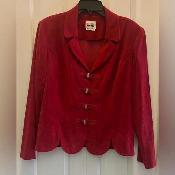 Vintage Leslie Fay Red Jacket with Ornate Buttons Size 12 - Picture 1 of 6